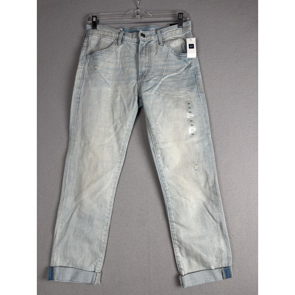 Gap 1969 Jeans Womens 24 Light Wash Authentic Boyfriend Mid Rise Distressed